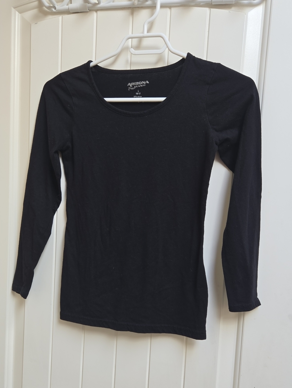 Arizona Jeans Black Long Sleeve Cotton Crewneck Top Kids Large 10/12 Years